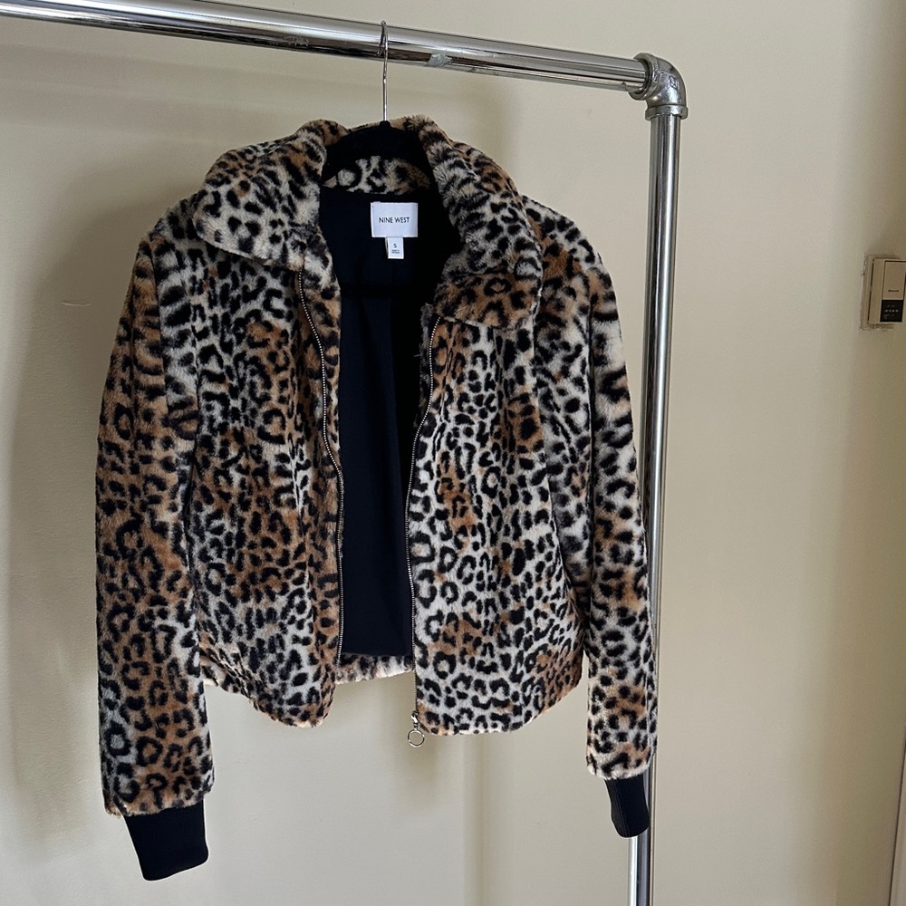 Nine West Animal Print Faux Fur Jacket